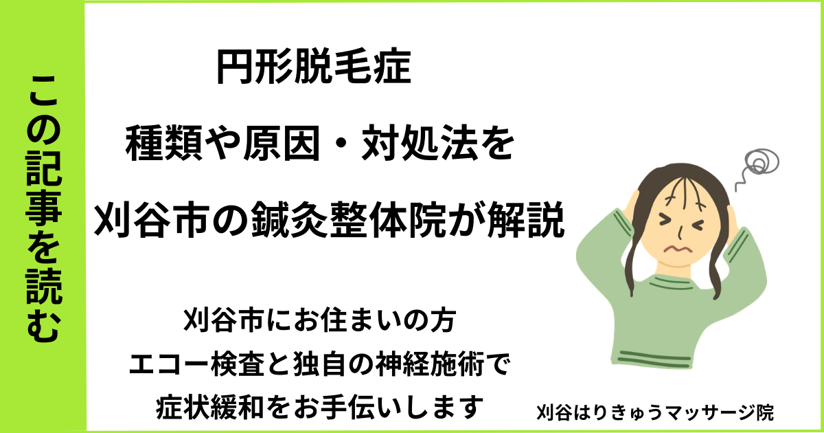 愛知県刈谷市・安城・知立・半田・東浦・大府で人気の接骨院や病院、整体で改善しない円形脱毛症・自律神経を治す鍼灸整体院・マッサージのブログ