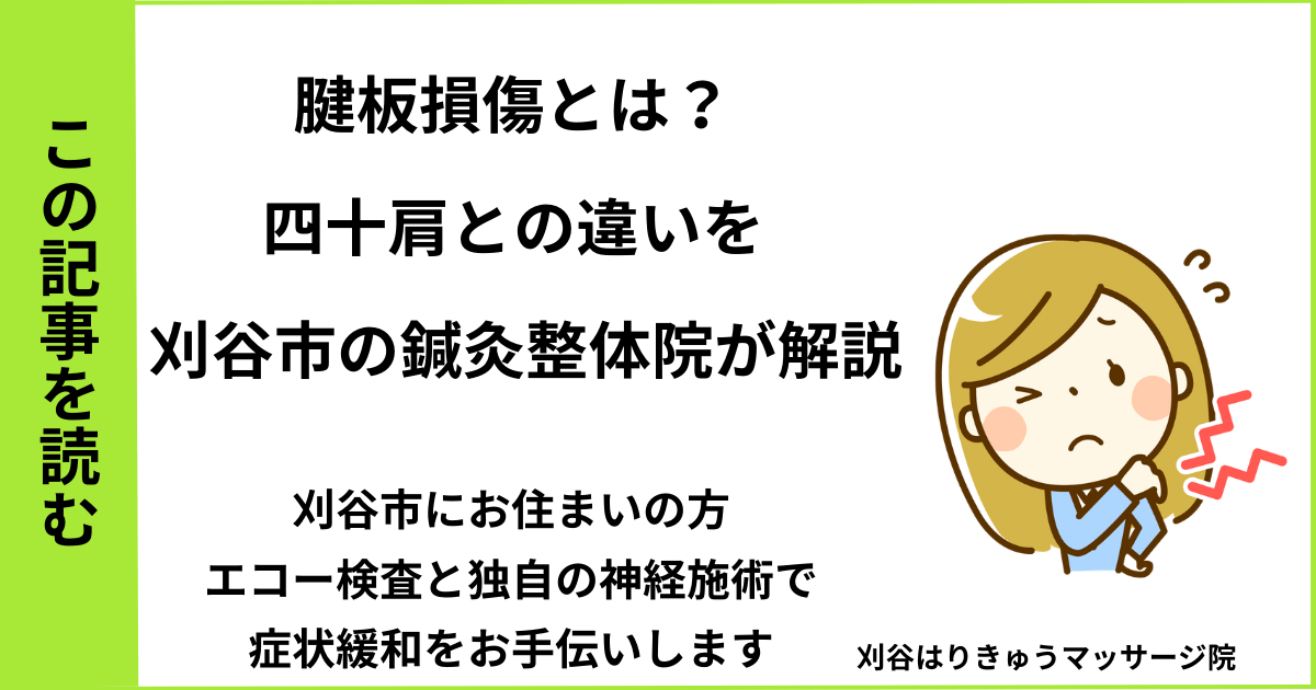 愛知県刈谷市・安城・知立・半田・東浦・大府で人気の接骨院や病院、整体で改善しない肩痛・腱板炎・腱板損傷を治す鍼灸整体院・マッサージのブログ