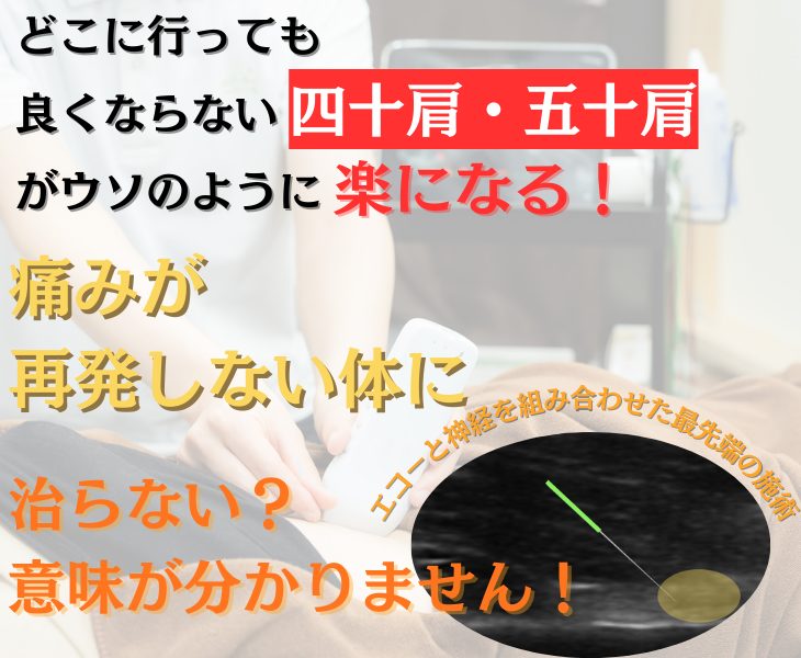 刈谷市・知立市・安城市・大府市・東浦町で四十肩・五十肩・肩関節周囲炎をエコーや神経施術・鍼灸・ラジオ波で改善する鍼灸整体院。接骨院。マッサージ
