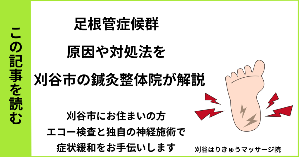 愛知県刈谷市・安城・知立・半田・東浦・大府で人気の接骨院や病院、整体で改善しない、足根管症候群を治す鍼灸整体院・マッサージのブログ